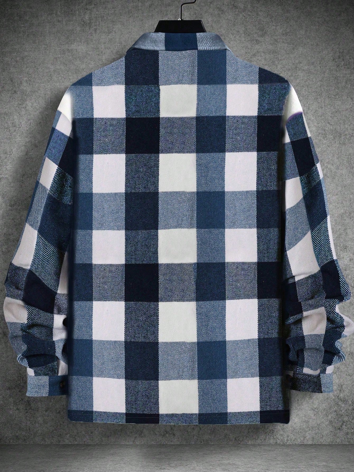 Manfinity Homme Men Button Front Long Sleeve Pocket Plaid Casual Jacket