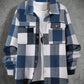 Manfinity Homme Men Button Front Long Sleeve Pocket Plaid Casual Jacket