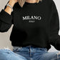 Casual Minimalist Printed Pattern Crew Neck Loose Fit Thick Sweatshirt For Autumn/Winter, Plus Size