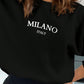 Casual Minimalist Printed Pattern Crew Neck Loose Fit Thick Sweatshirt For Autumn/Winter, Plus Size