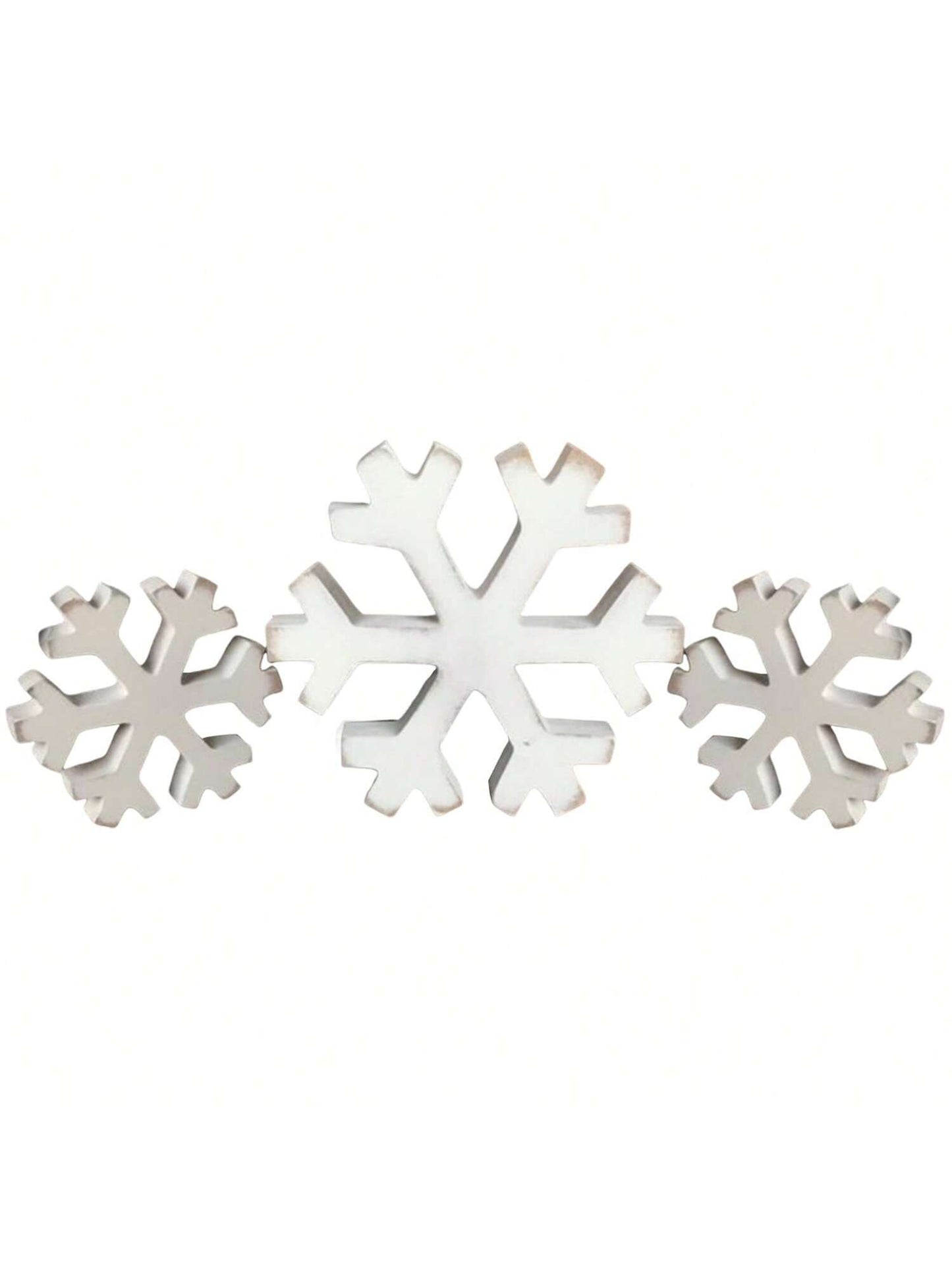 3Pcs Christmas Wooden Snowflake Decoration Winter Snowflake Signs 3D Snowflake Tabletop Decor Snowflake Centerpiece Xmas Snowflake Signs For Home Xmas Party(White)