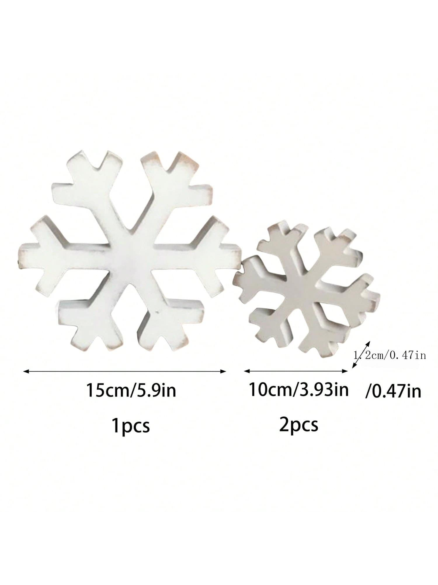 3Pcs Christmas Wooden Snowflake Decoration Winter Snowflake Signs 3D Snowflake Tabletop Decor Snowflake Centerpiece Xmas Snowflake Signs For Home Xmas Party(White)