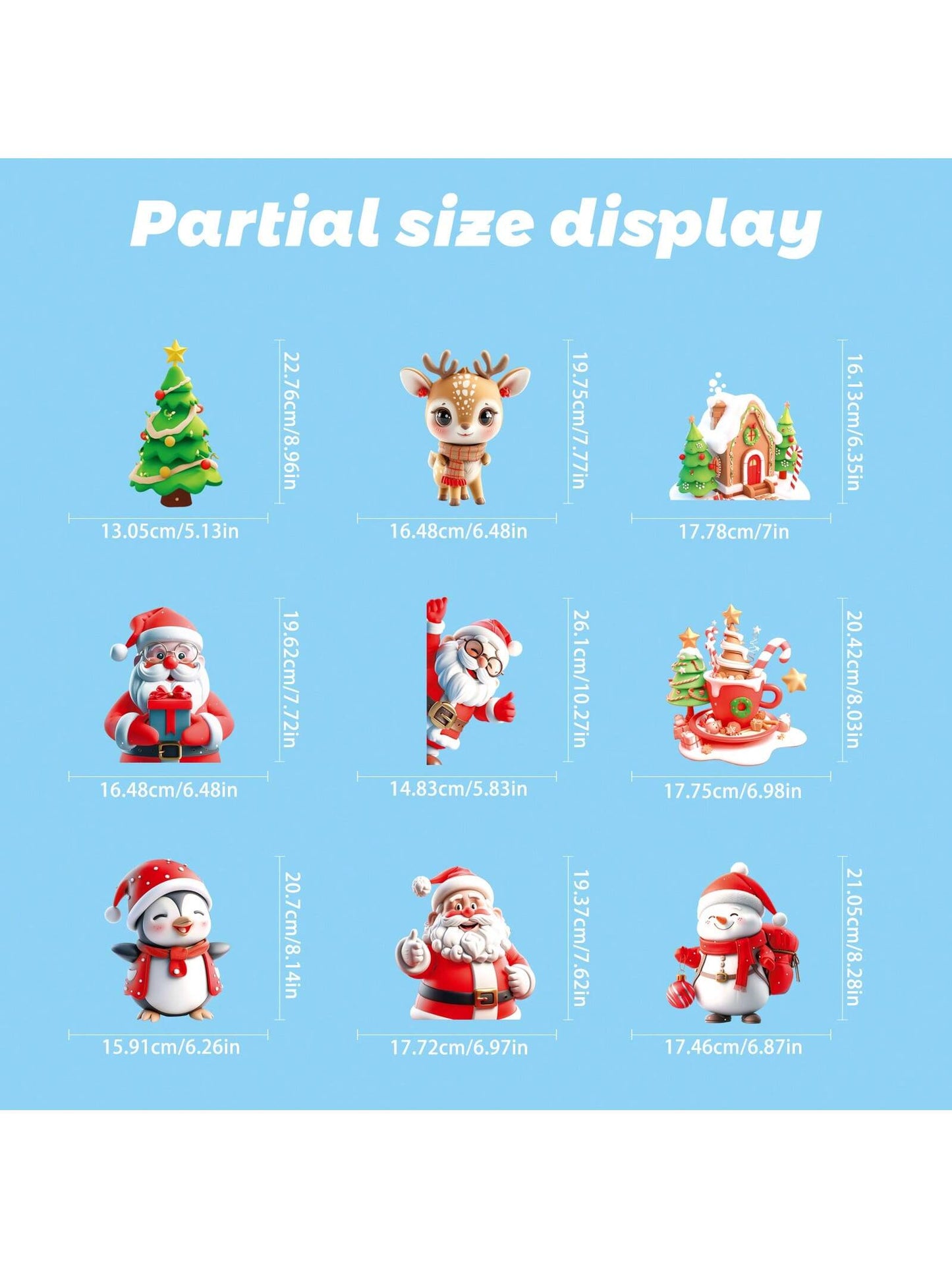 9pcs Christmas Window Clings, Santa Claus Cartoon Christmas Window Stickers, Movable Glass Window Christmas Decorations For Home, Office Holiday Decor,Christmas