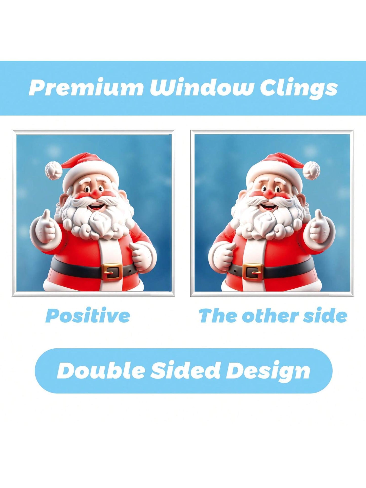 9pcs Christmas Window Clings, Santa Claus Cartoon Christmas Window Stickers, Movable Glass Window Christmas Decorations For Home, Office Holiday Decor,Christmas