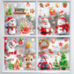 9pcs Christmas Window Clings, Santa Claus Cartoon Christmas Window Stickers, Movable Glass Window Christmas Decorations For Home, Office Holiday Decor,Christmas