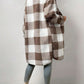 Women Single-Breasted Lapel Fluffy Plaid Long Coat, Autumn/Winter