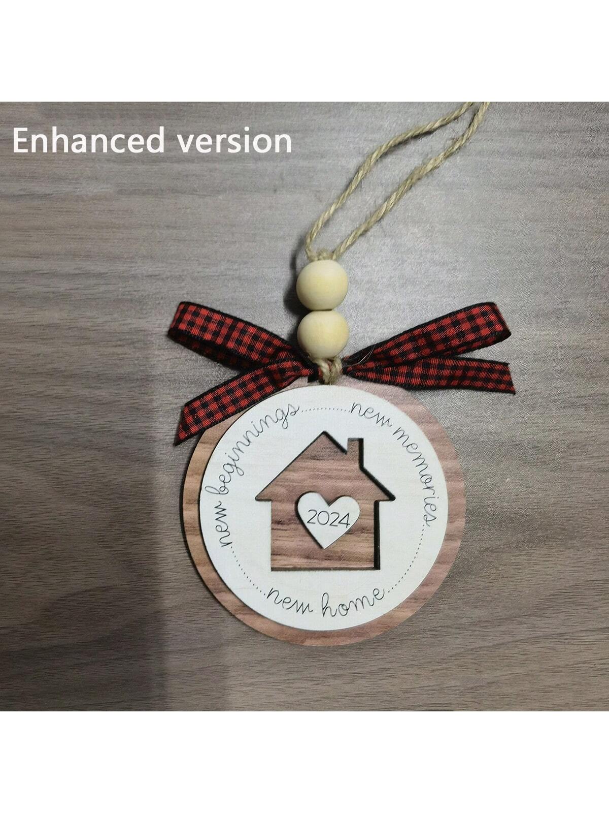 2024-2025 New Year Christmas New Home New Memories Wooden Home Holiday Decoration, Creative First Christmas Ornament For New Home, Christmas Gift Pendant, Ideal Holiday Gift