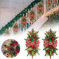 1PC Christmas Artificial Swags Xmas Wreath Stairway Swag Teardrop Trim Wreath Door Porch Decor Stair Swag Garland Christmas Swags For Home Party Decor, Halloween, Halloween Decoration