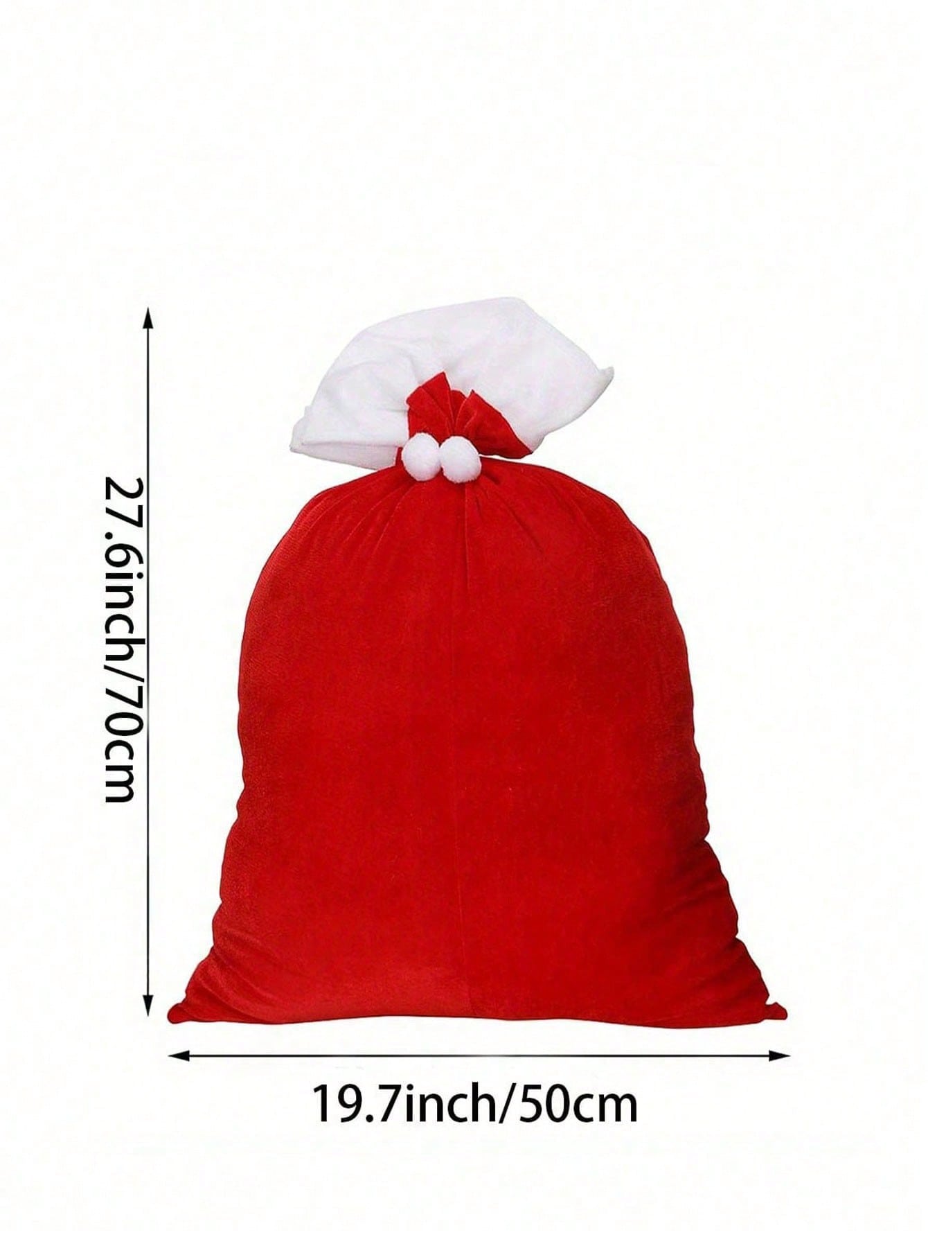 1pc-Christmas Red Velvet Santa Claus Bags With Drawstring Cord, Red Santa Giant Gift Bag Extra Large Santa's Present Sack For Xmas Present Toys, Storage Bags Holiday Party Supply, 19.7 X 27.6 Inches,Christmas