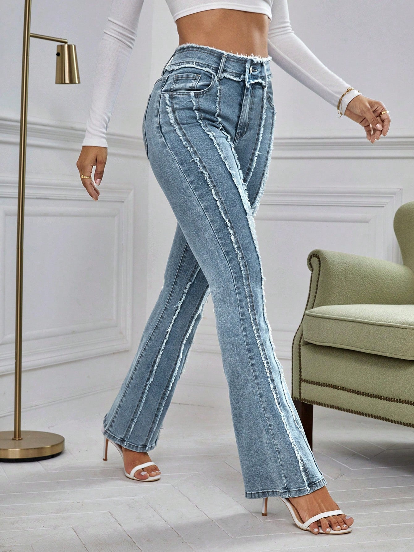 Essnce Raw Cut Bootcut Leg Jeans