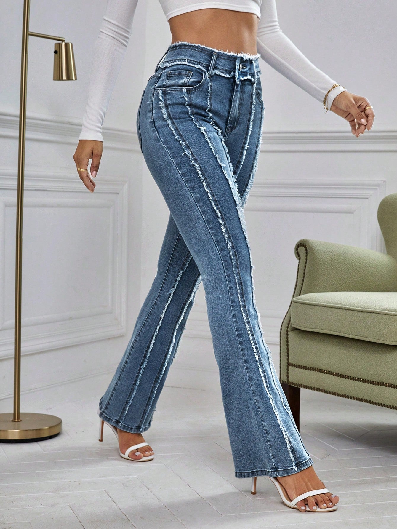 Essnce Raw Cut Bootcut Leg Jeans