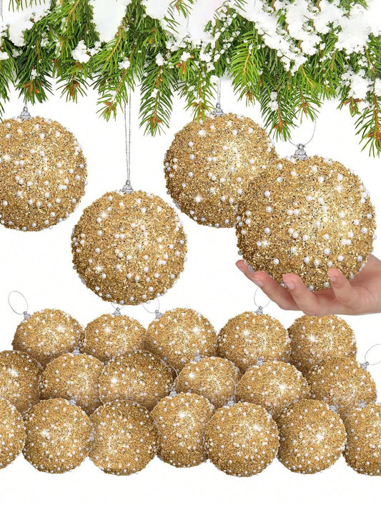 6pcs -Christmas Ball Ornaments, 3.15in (8cm) Shatterproof Christmas Decoration Christmas Tree Balls Wedding Party Holiday Decoration Tabletop Small Tree Decoration (Gold),Christmas