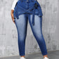 SXY Plus Size Mid Waist Elastic Denim Skinny Jeans With 3D Pockets