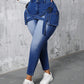 SXY Plus Size Mid Waist Elastic Denim Skinny Jeans With 3D Pockets