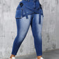 SXY Plus Size Mid Waist Elastic Denim Skinny Jeans With 3D Pockets