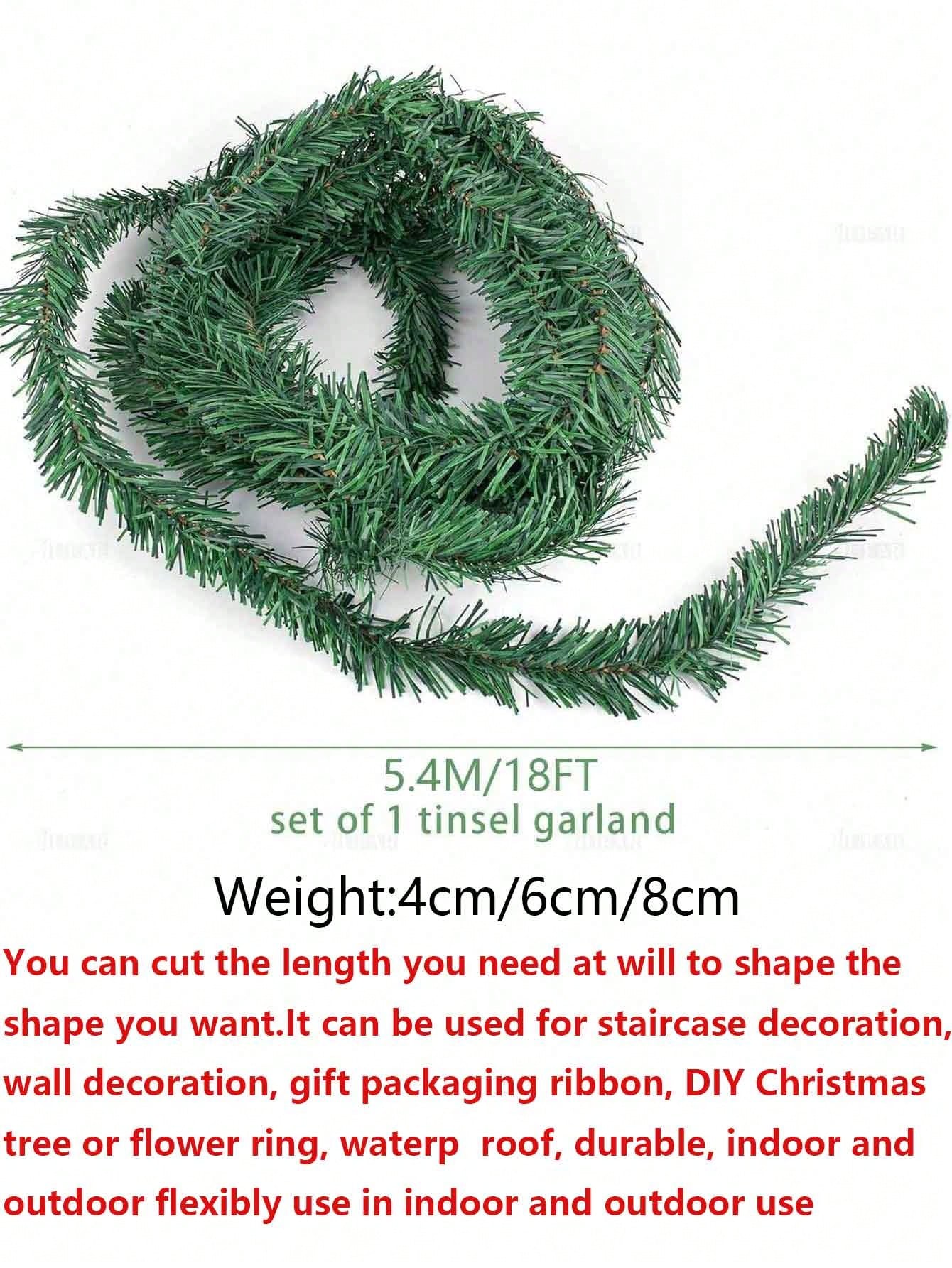 1Pc Christmas Garland 5.4M Artificial Pine Garland Green Soft Garland For Christmas Wedding Party Decoration,Christmas