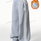 Coolane Women's Casual Streetwear Banded Texture Decoration Wide Leg Sweatpants