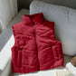 Comfortcana Winter Zip Up Double Face Snap Button Corduroy Drawstring Puffer Vest Coat