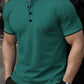 Manfinity Homme Men Summer Casual Striped Collar Short Sleeve Polo Shirt