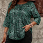 EMERY ROSE Plus Size Paisley Print Loose Fit Round Neck 3/4 Sleeve T-Shirt For Casual Daily Wear, Autumn, For Christmas