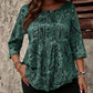 EMERY ROSE Plus Size Paisley Print Loose Fit Round Neck 3/4 Sleeve T-Shirt For Casual Daily Wear, Autumn, For Christmas