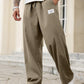 Manfinity Homme Plus Size Men's Casual Pants With Front Tie And Pockets, Everyday Wear