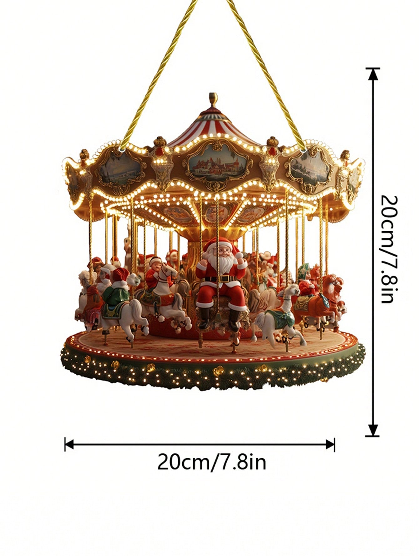 1pc Elegant Acrylic Santa Claus Rotating Carousel Decoration, Wall Hanging Decor For Christmas Party, Suitable For Bedroom, Living Room, Windows, Holiday Gift For Friends, Family And Couples,Christmas