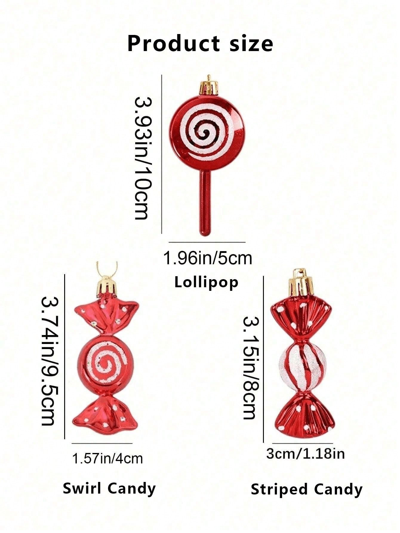 6pcs- Christmas Candy Decorations Lollipop Decoration Pendant Christmas Tree Glitter Ornament Plastic Mint Swirl Decoration Christmas Tree House Party Gift Supplies Christmas Tree Decoration Pendant, Halloween, Halloween Decoration