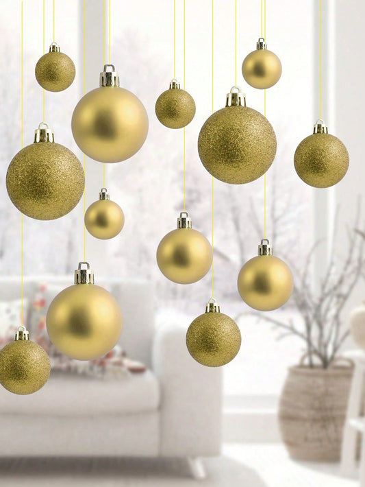 1 Set Of 28pcs Gold Christmas Ornament Balls, Christmas Tree Decorations With Hanging Strings, Suitable For Christmas Tree, Holiday, Wedding, Party, Home Decor, 4/5/6cm (1.6/2/2.4 Inches) Shatterproof Glitter Hanging Ornaments