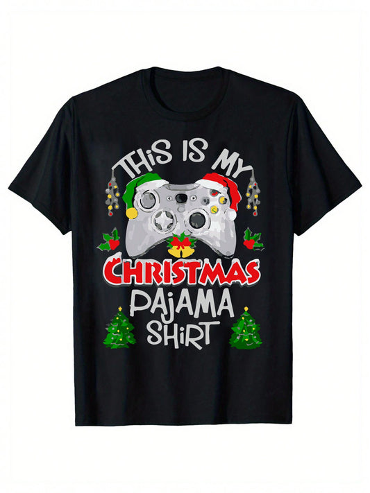 Christmas Atmosphere Game Fanatic Love Cartoon Print Men's Cotton Short Sleeve T-Shirt 190gsm