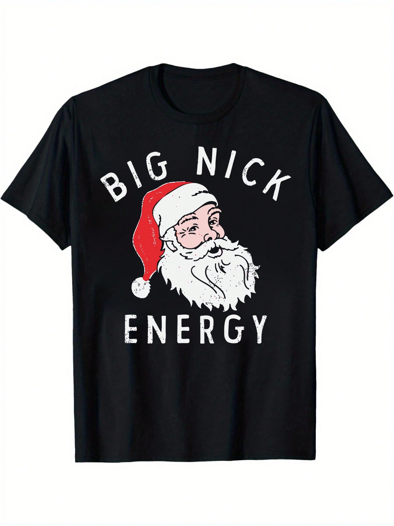 "BIg Nick Energy" Christmas Cartoon Santa Claus Print Men's Cotton Short-Sleeved T-Shirt 190gsm