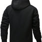 Men's Casual Sherpa Lined Letter Print Drawstring Hooded Jacket, Autumn/Winter