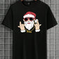 1pc Men Christmas Santa Claus Print Round Neck Short Sleeve T-Shirt, Casual And Trendy