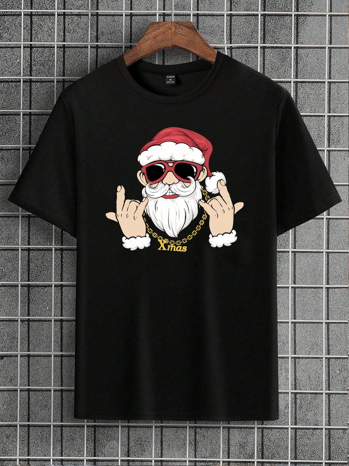 1pc Men Christmas Santa Claus Print Round Neck Short Sleeve T-Shirt, Casual And Trendy