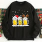 1pc Men's Casual Cartoon Christmas Beer Cup Print Fleece Crew Neck Sweatshirt, Christmas Party Gift