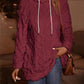 LUNE Solid Drawstring Hooded Teddy Sweatshirt,Long Sleeve Tops