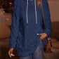 LUNE Solid Drawstring Hooded Teddy Sweatshirt,Long Sleeve Tops