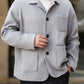 Manfinity Homme Men's Solid Color Front Button Pockets Casual Long Sleeve Jacket