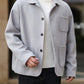 Manfinity Homme Men's Solid Color Front Button Pockets Casual Long Sleeve Jacket