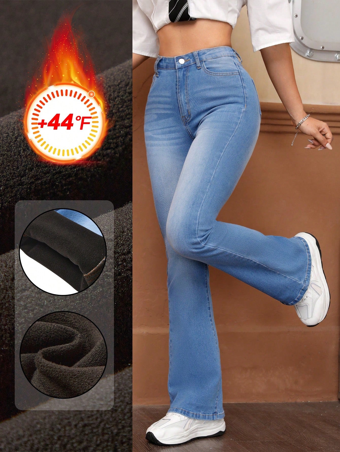 EZwear High Waist Flare Leg Jeans