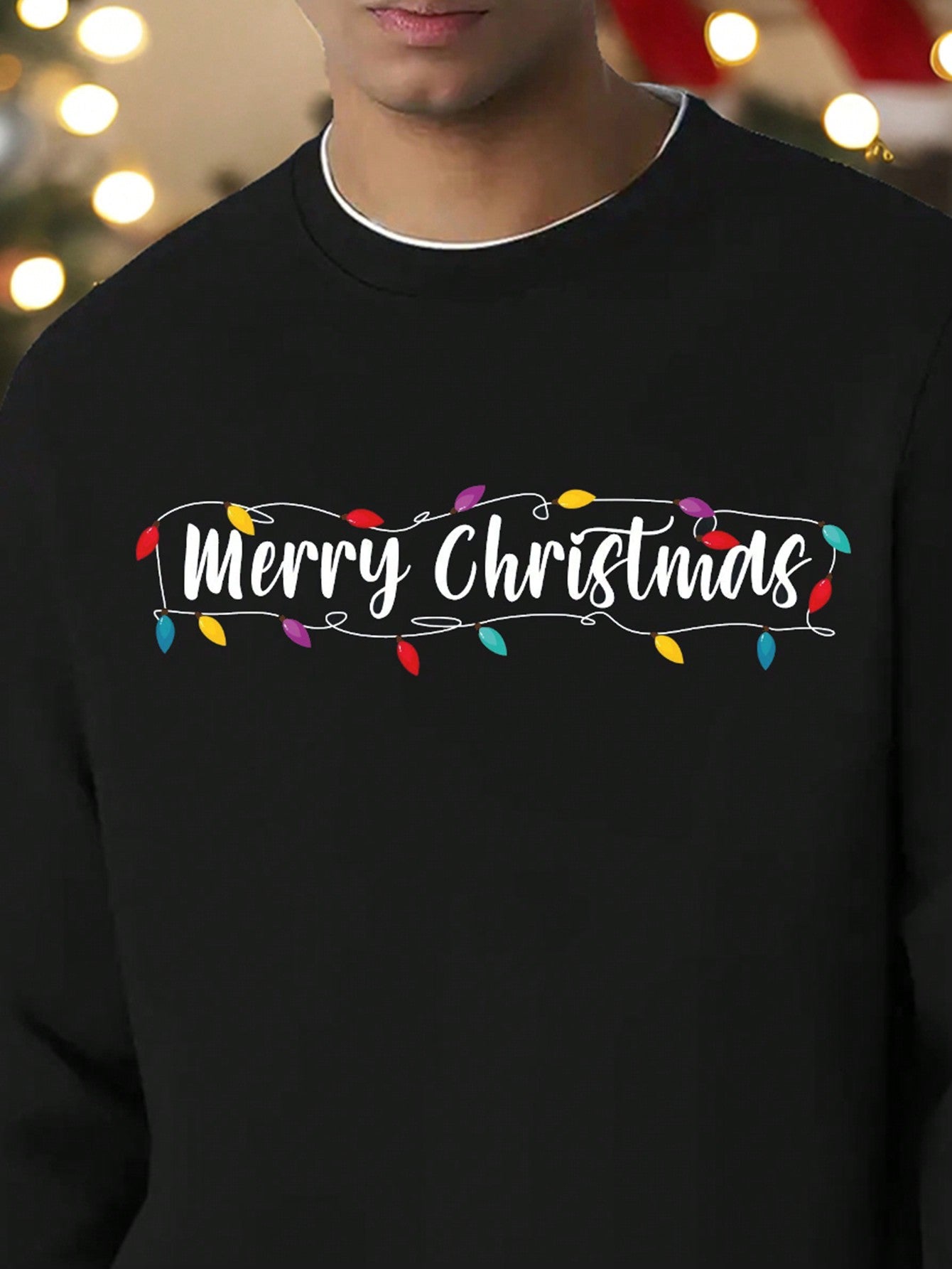 Manfinity Dauomo Men's Christmas Slogan Print Crew Neck Long Sleeve Casual Sweatshirt, Autumn