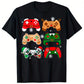 Christmas Cartoon Game Console Controller Printed Men's Cotton Short Sleeve T-Shirt 190gsm