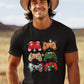 Christmas Cartoon Game Console Controller Printed Men's Cotton Short Sleeve T-Shirt 190gsm