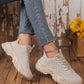 Women's Fashion Sneakers With Fish Scale Decor, Versatile Elevated Design, Lace-Up Fabric Running Shoes