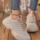 Women's Fashion Sneakers With Fish Scale Decor, Versatile Elevated Design, Lace-Up Fabric Running Shoes