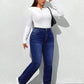 EZwear Plus Size High Waist Slim Fit Washed Denim Jeans