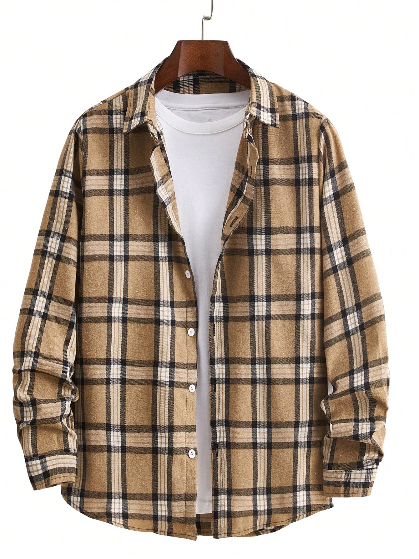 Men's Plaid Long Sleeve Casual Commuter Shirt For Spring