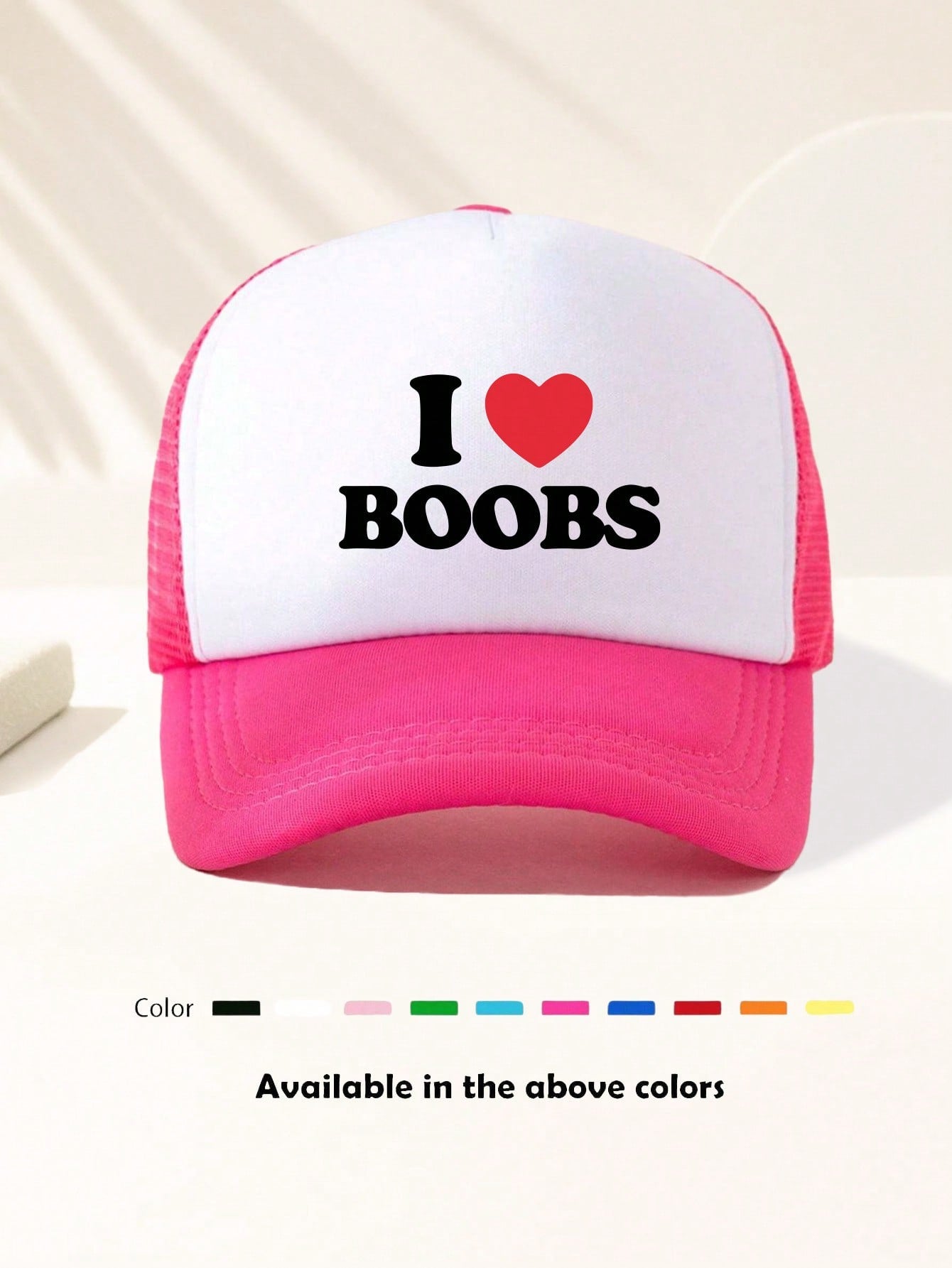 1 Piece Unisex I LOVE BOOBS Printed Fun Game Day Baseball Cap, Adjustable Outdoor Visor, Spring And Autumn, Travel, Beach Vacation, Sports, Y2k Style, Dad Hat, Foam Mesh Breathable Trucker Hat, Best Christmas Gift