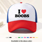 1 Piece Unisex I LOVE BOOBS Printed Fun Game Day Baseball Cap, Adjustable Outdoor Visor, Spring And Autumn, Travel, Beach Vacation, Sports, Y2k Style, Dad Hat, Foam Mesh Breathable Trucker Hat, Best Christmas Gift