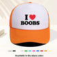 1 Piece Unisex I LOVE BOOBS Printed Fun Game Day Baseball Cap, Adjustable Outdoor Visor, Spring And Autumn, Travel, Beach Vacation, Sports, Y2k Style, Dad Hat, Foam Mesh Breathable Trucker Hat, Best Christmas Gift